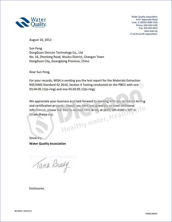 PB01 Sanitary Safety Immersion Test