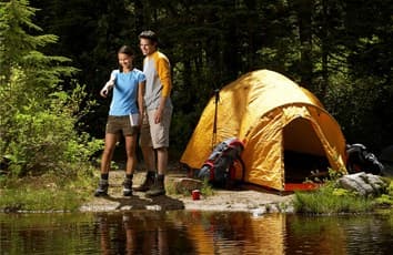 Outdoor camping at the lakeside